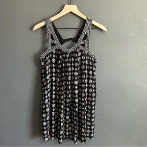 American Eagle Black & White Floral Print Bohemian Tank Top XS